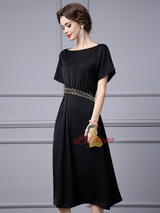Black Short Sleeve Mother Of The Bride Dress