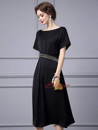 Black Short Sleeve Mother Of The Bride Dress