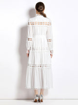 Lapel Long-sleeved Long Dress