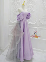 Purple Satin Tulle Prom Dress