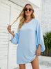 V-neck Bubble Sleeve Loose Dress