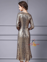 Burgundy Sequins Bow Mother Of The Bride Dress