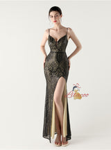 Mermaid Spaghetti Straps Split prom Dress