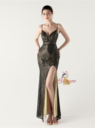 Mermaid Spaghetti Straps Split prom Dress