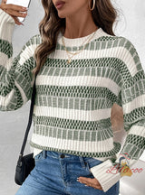 Striped Round Neck Pullover Sweater