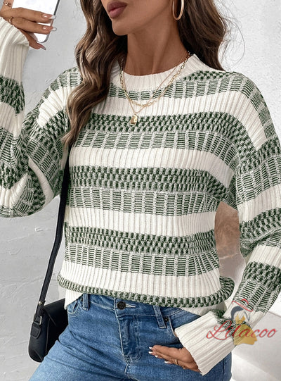 Striped Round Neck Pullover Sweater