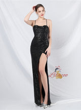 Mermaid Sequins Spaghetti Straps Prom Dress