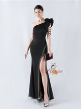 Mermaid One Shoulder Split Beading Prom Dress