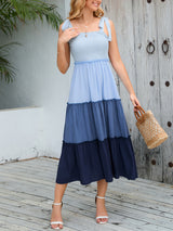 Spliced Rayon Loose Slim Long Dress