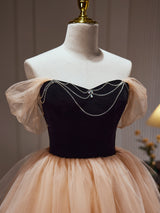 Champagne Tulle Beading Homecoming Dress