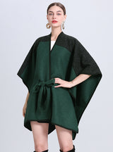 Loose Color Matching Shawl Cloak
