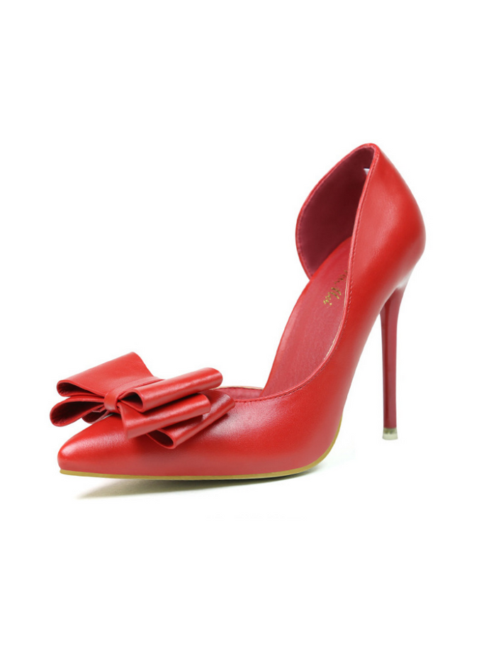 Shallow-mouth Pointed Bow High-heeled Shoes