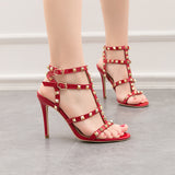 Patent Leather Metal Rivet Gladiator Sandals