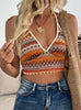 Beach Geometric Stripe Neck Slim Vest