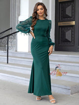 Contrasting Lantern Sleeve Party Dress
