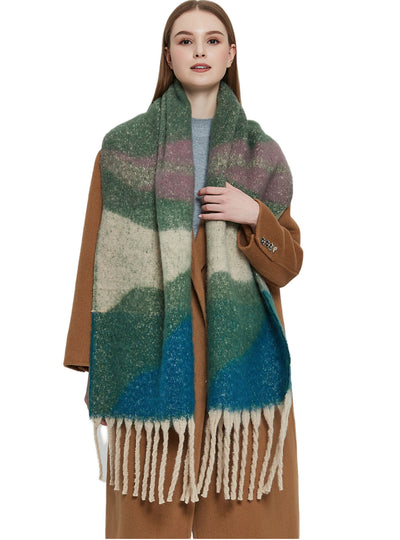 Geometric Thick Tassels Thick Warm Scarf