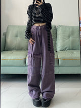 Vintage Purple Overalls Loose Wide-leg Jeans