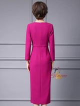 Green Long Sleeve Pleats Split Mother Of The Bride Dress