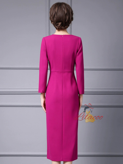 Green Long Sleeve Pleats Split Mother Of The Bride Dress