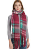 Women Plaid Fringed Scarf