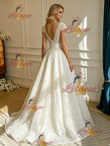 White V-neck Lace Wedding Dress