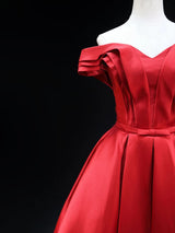 Burgundy Satin Pleats Homecoming Dress