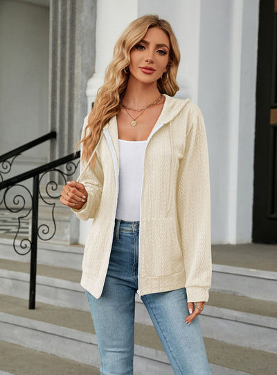 Loose Long Sleeve Zipper Pocket Coat