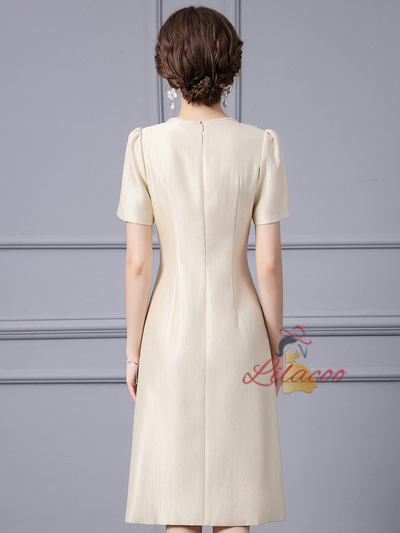 Apricot Short Sleeve Beading Mother Of The Bride Dress