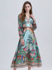 Bohemian Printed V-neck Long Sleeve Beach Dress