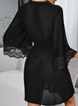 Chiffon Lace Stitching Perspective Nightgown