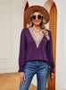 V-neck Lace Stitching Loose Long Sleeve T-shirt