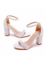 9 cm Thick White Pearl Round Heads Sandals