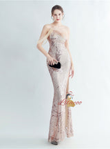 Spaghetti Straps Sequins Prom Dress