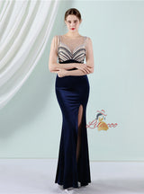 Mermaid Velvet Beading Split Prom Dress