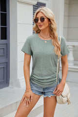 Solid Color Round Neck Loose Short Sleeve T-shirt