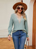 V-neck Stitching Long Sleeve T-shirt