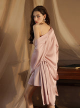 Satin Lace Suspender Nightgown Suit