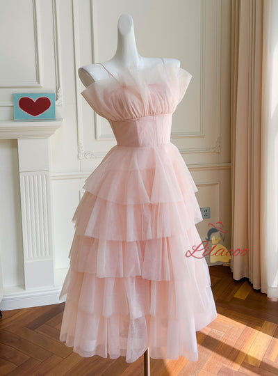 Pink Tiers Gauze Cake Dress