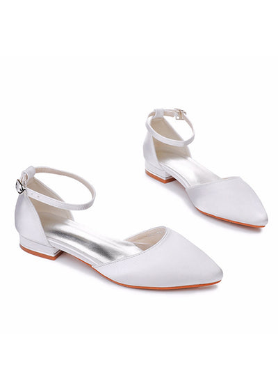 Flat-heeled Pointed Low-heeled Satin Bridal Shoes