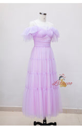 Purple Gauze Sling Tube Top Dress