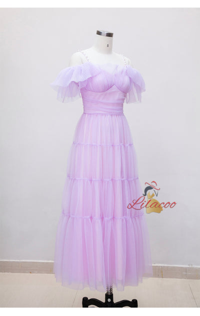 Purple Gauze Sling Tube Top Dress