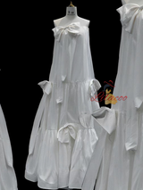 White Satin Strapless Bow Wedding Dress