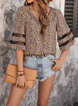 Leopard Print Shirt Gauze Stitching Dress