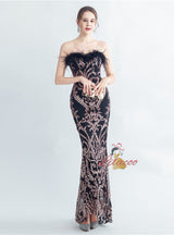 Mermaid Sequins Strapless Prom Dress