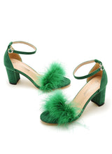 7 cm Thick Round-headed Feather Sandals
