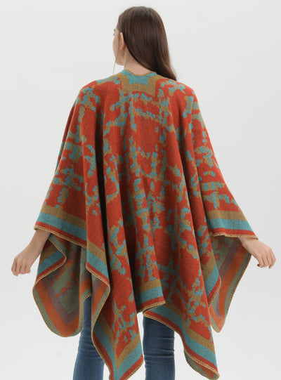 Retro Camouflage Plaid Split Shawl