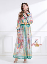 Retro Palace Printed Breasted Dress