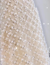 White Mermaid Sequins Spaghetti Straps Prom Dress