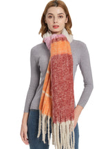 Coarse Fringed Plaid Scarf Shawl
