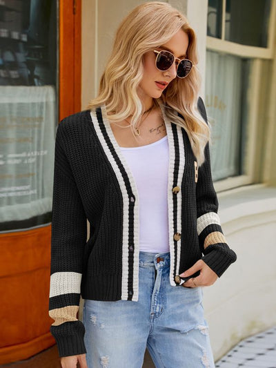 V-neck Loose Knit Sweater Coat
